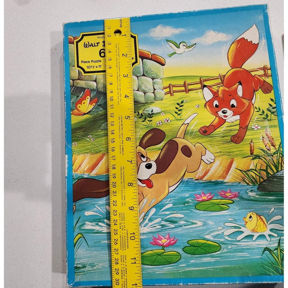 VTG Disney Fox And The Hound Jigsaw Puzzle Waddingtons 64 Pieces Kids with BOX - Picture 6 of 14